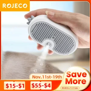 ROJECO Pet Steam Comb Cat Electric Spray Brushes for Dog Hair Removal Combs Pet Hair Grooming Tools Kitten Hair Removal Brushes