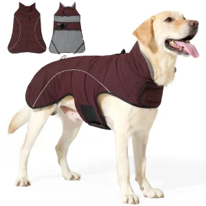 Dog Coat Waterproof Winter Jacket Warm Windproof Jackets Reflective Design Adjustable Turtleneck Coats for Dogs with Hook & Loop