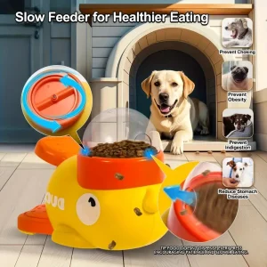 Cartoon Little Yellow Duck Shape Interactive Dog Toys Anti-Slip Design Pets Intelligence Exercise Feeder Food Dispenser Supplies