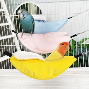 1PC Winter Warm Banana Shape Parrot Bed Bird Nest Parrot Nest Hammock Bed Toy for Pet Bird Hamster Cage Hanging Bed Sleeping Bag