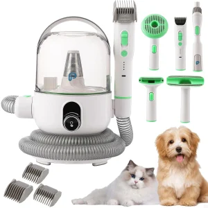 Pet Grooming Kit with 2L Vacuum Suction 99% Pet Hair, Professional Quiet Dog Grooming Vacuum Kit with 5 Grooming Tools For Pets