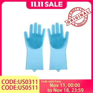 Pet Bathing Glove - Silicone Scrubber Mitt for Dogs & Cats, Massage & Deshedding, Waterproof, Bite-Resistant (Blue/Pink)