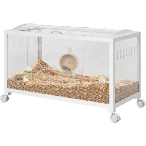 38 Inch Large Metal Rat Cage with Wheels and PS Panels Bite-Proof Hamster Cage with a Small Door Top-Opening Ventilated