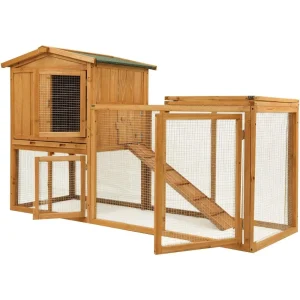 Chicken Coop Large Wooden Outdoor Bunny Rabbit, Hutch Hen Cage with Ventilation Door, Removable Tray & Ramp Garden Backyard Pet
