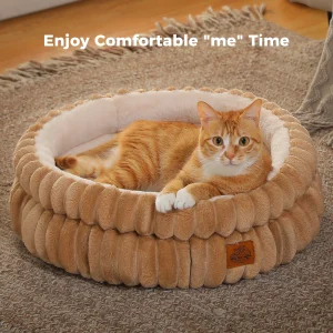 Cat Bed Cozy Cat Accessories Kitten Bed Dog Bed with Anti-Slip Bottom Non-shedding Fabric Fluffy Cat Cushion for Indoor Pets
