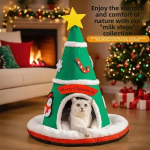 Cat's Nest Autumn and Winter Warm China-Chic New Year Style 3D Sponge Pet Nest Tent Christmas Hat Dog's Nest