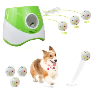 Dog Ball Thrower Launcher Ball Launcher for Dogs with 3Tennis Ball Interacive Dog Toys Fun Indoor Outdoor Adjustable Distance