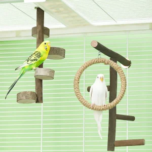 Parrot Cage Swing Toy Ladder Pet Bird Chewing Toy Cotton Thread Hanging for Bird Boredom Breaker Cage Hanging Circle Stand Toy