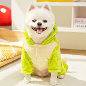 Four-Legged Clothing for Autumn and Winter, Fleece-Lined Dinosaur Transformation Flannel Pet Dog and Cat Warm Clothing for Cats