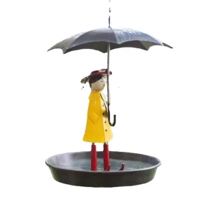 Hanging Bird Feeder Creative Bird Feeders Girl with Umbrella Tray Outdoor Garden Yard Decoration Bird Feeder for Outdoors Hangin
