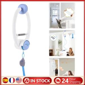 Door Hanging Automatic Retractable Kitten Toys with 3 Catnip Mice Independent Play Hanging Door Cat Toys for Bored Cats