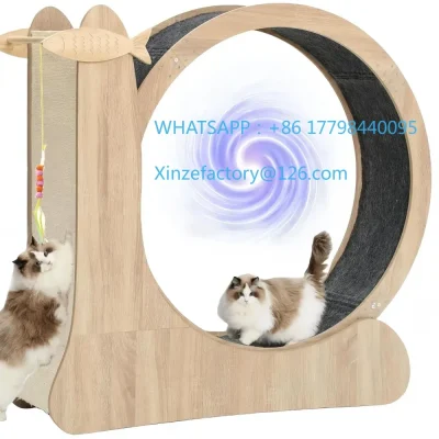 Customizable 2024 New 3-in-1 Cat Exercise Wheel,Upgraded Large Cat Wheels for Indoor Cats,41.3”H Cat Treadmill