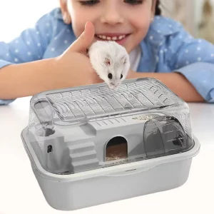 Large Hamster Cage 2-Layer Pet Hamster Habitat Cage Silent Running Wheel Attached Small Animal Habitat for Chinchilla Bunny